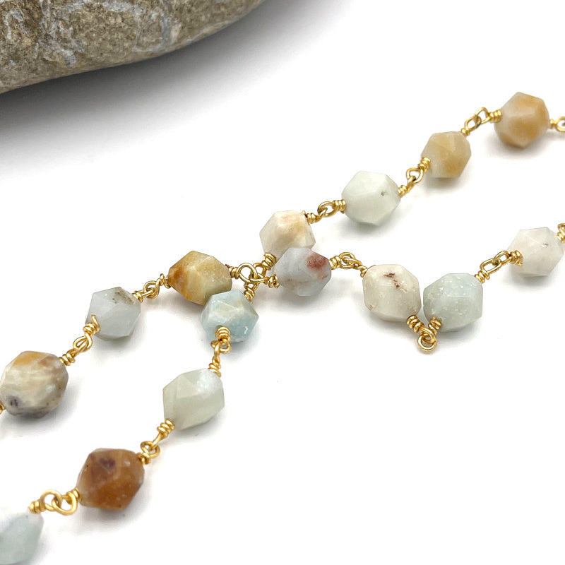 Amazonite Necklace with Vintage Seashell Pendant