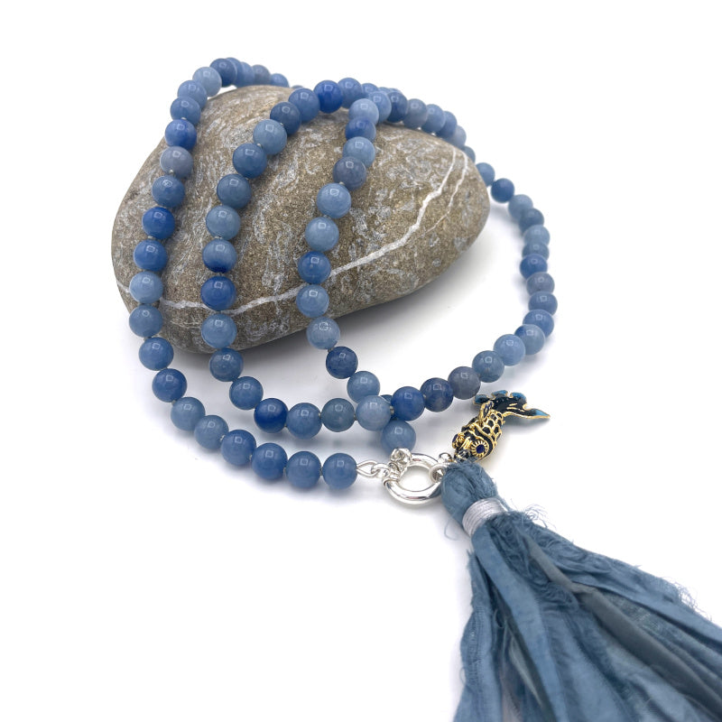 Articulated Fish Blue Aventurine Gemstone Necklace